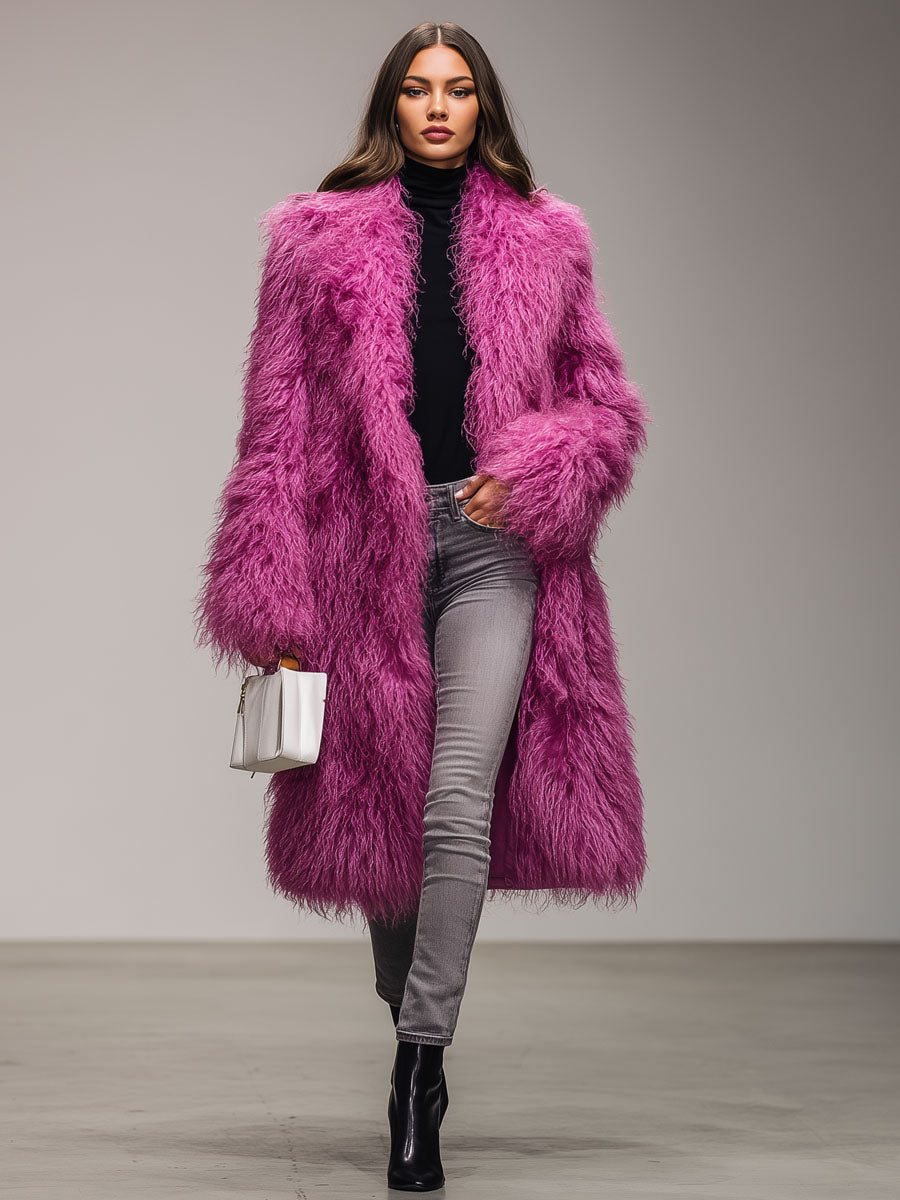 Veste Éco-Responsable en Fourrure Chaude avec Col Coloré Fruit du Dragon