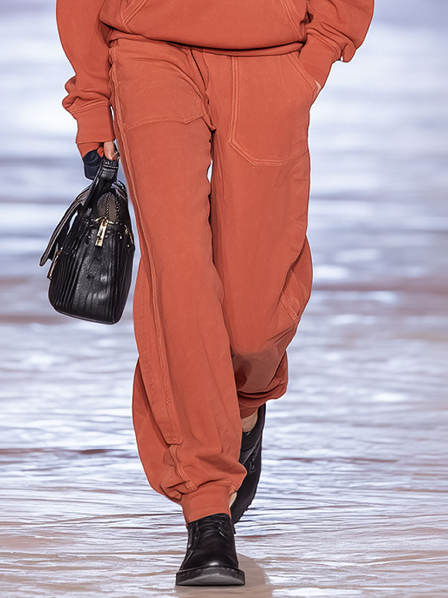 Ensemble de Sport Décontracté Orange Rétro avec Sweat à Capuche à Manches Longues