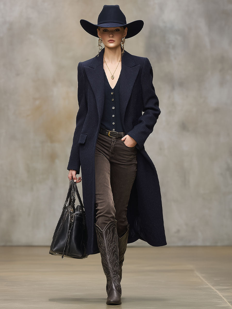 Classique et Élégant : Manteau en Laine avec Poches Doubles