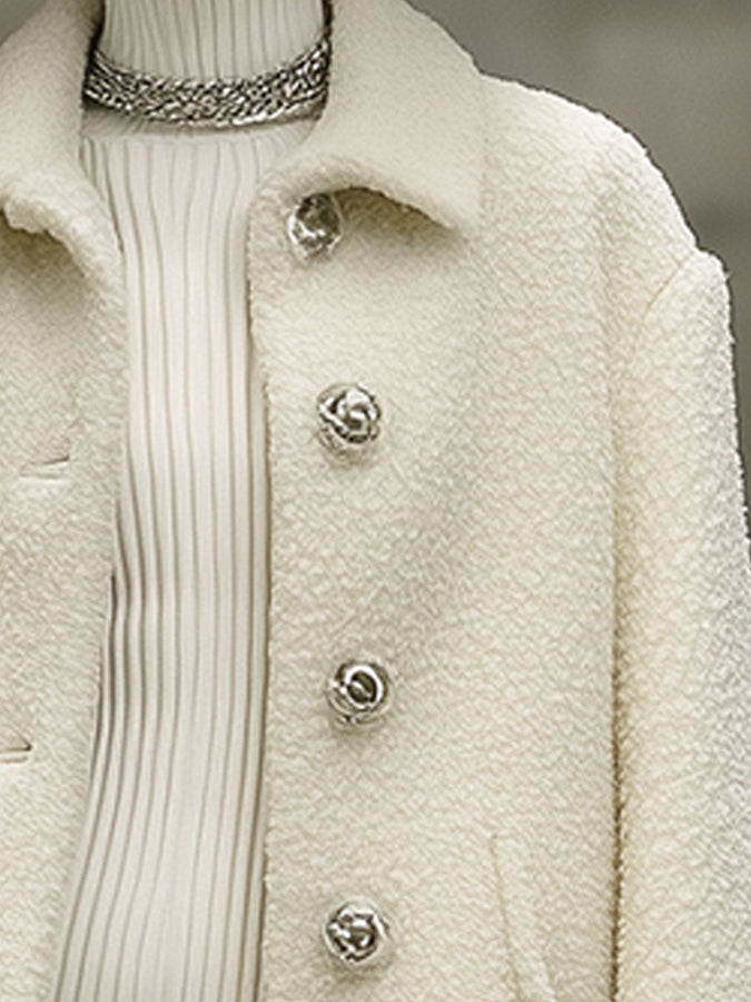 Veste en polaire blanche au style rétro tendance
