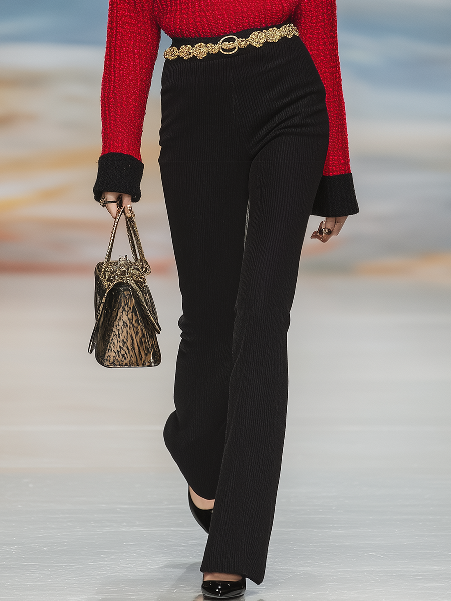 Ensemble Chic à Col Revers avec Pantalon Coordonné