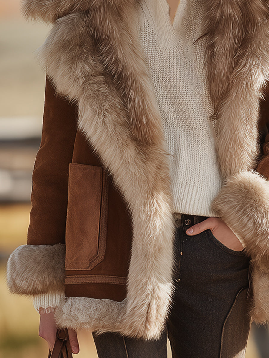 Veste en peluche vintage de luxe : Manteau en fourrure éco-responsable