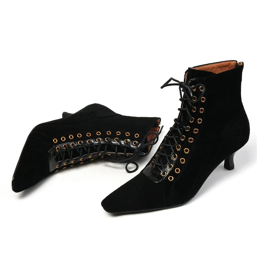 Suede Cowboy Ankle Boots