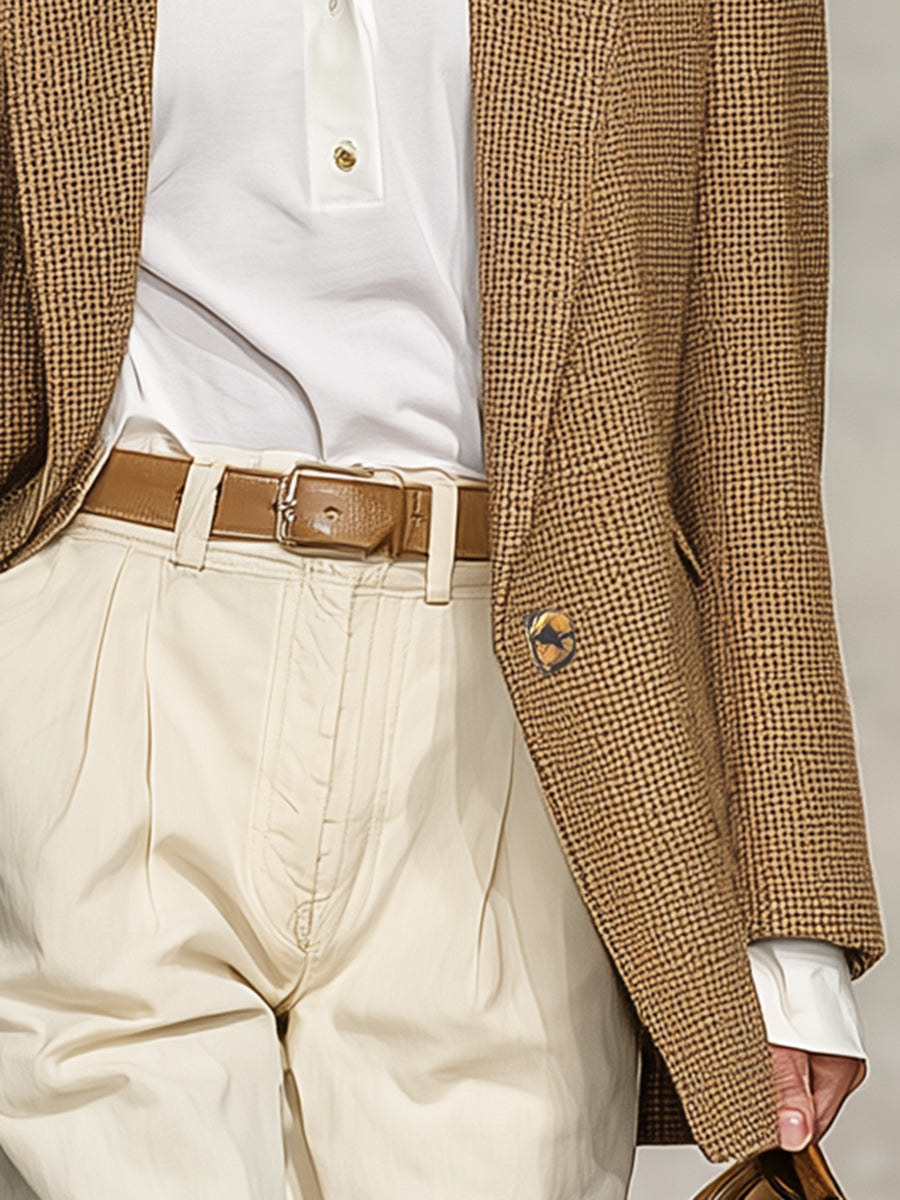 Chic Veste Kaki au Style Rétro