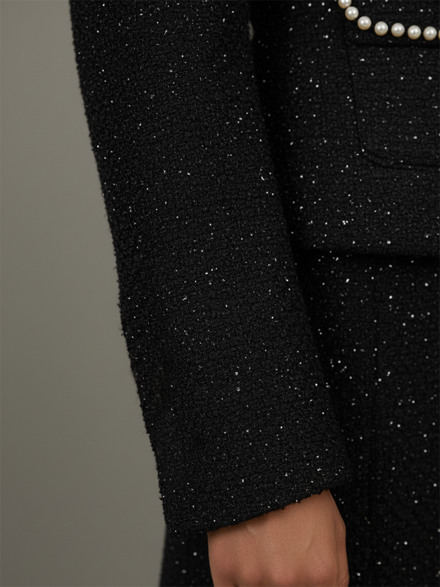 Chic Vintage Tweed Jacket and Long Skirt Set