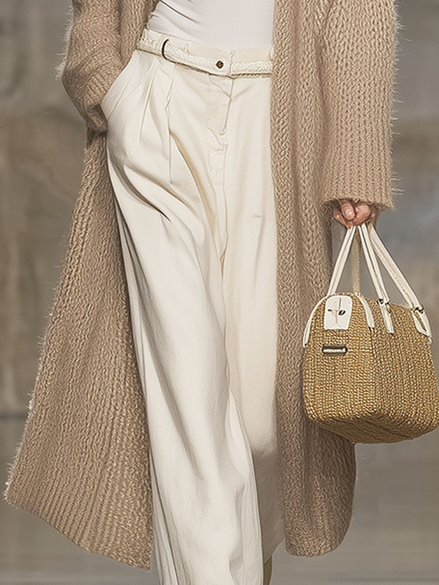 Chic Kaki : Cardigan Rétro en Tricot Décontracté