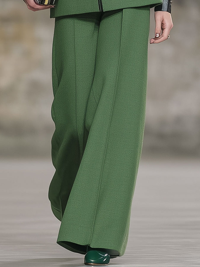 Chic Ensemble Vintage : Blazer Vert et Pantalon Coordonné