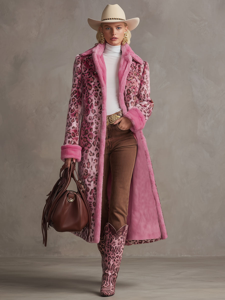 Veste en Fleece à Motif Léopard Rose Vibrant