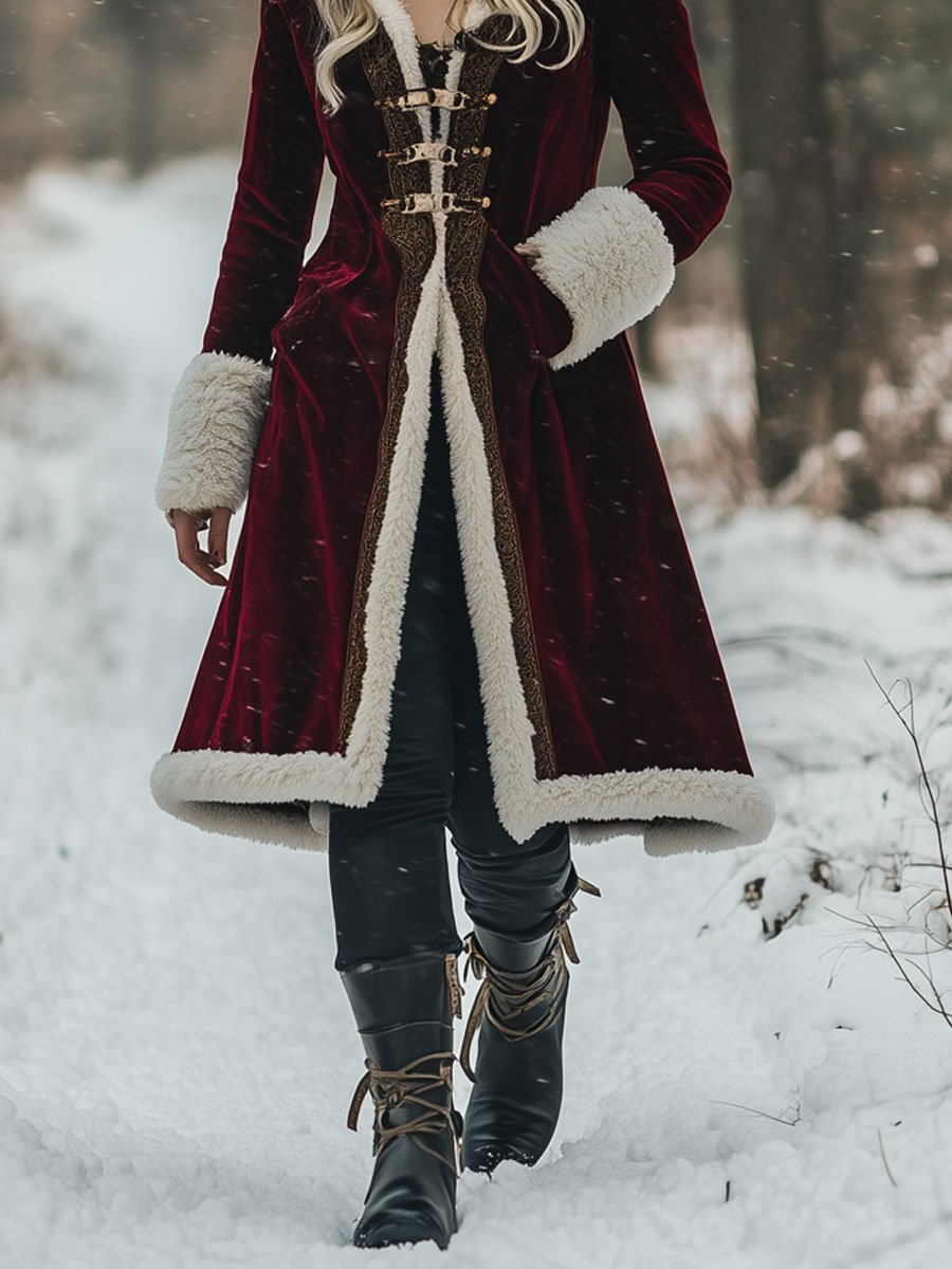 Veste à Capuche Vintage en Velours - Délai d'Expédition de 24 Heures, Style Décontracté avec Poches et Finitions Dorées