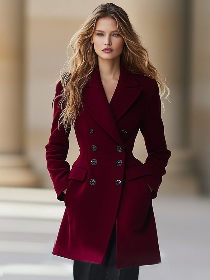 Élégant Manteau à Revers Taille Haute - Expédition Rapide en 24 Heures