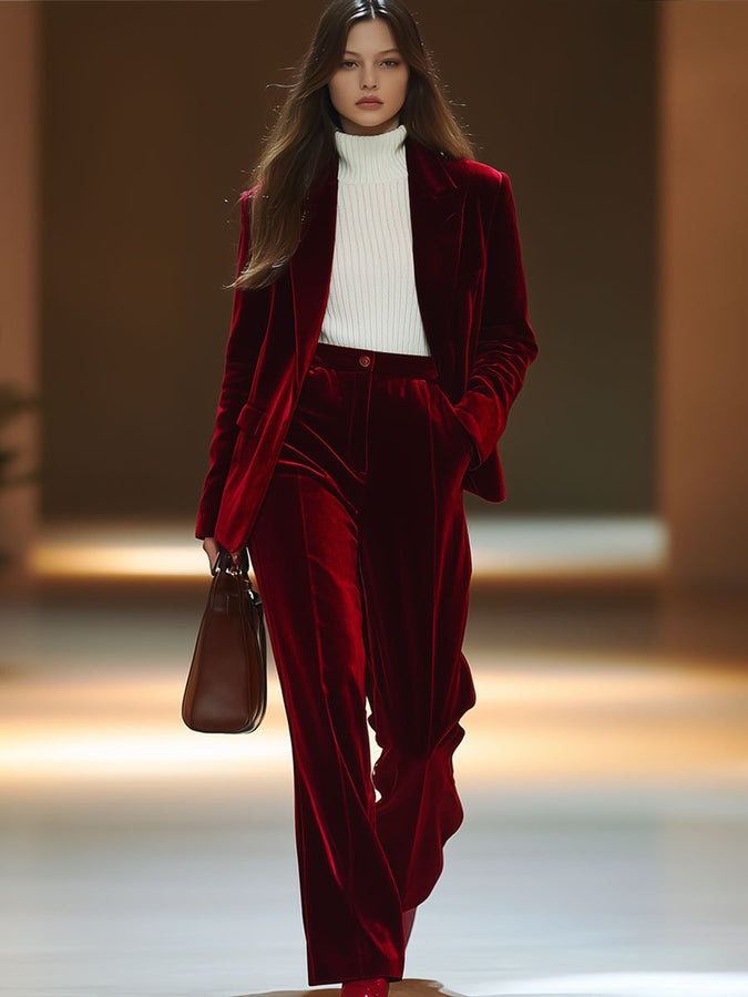 Blazer Rétro en Velours – Expédition Rapide en 24 Heures, avec Poches Pratiques