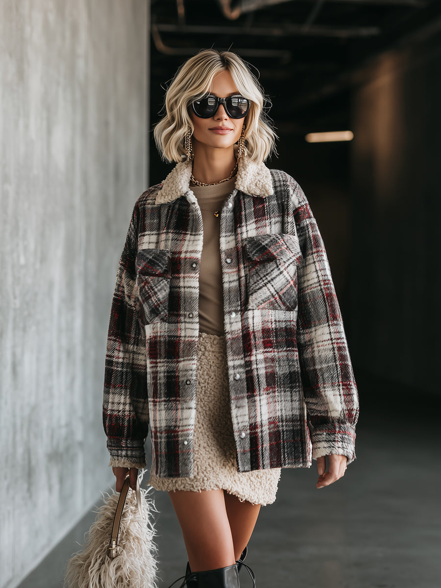 Veste en Laine à Carreaux Élégante