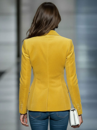 Veste Vintage en Velours Côtelé à Un Bouton