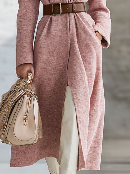 Veste en laine synthétique rose vintage avec col asymétrique