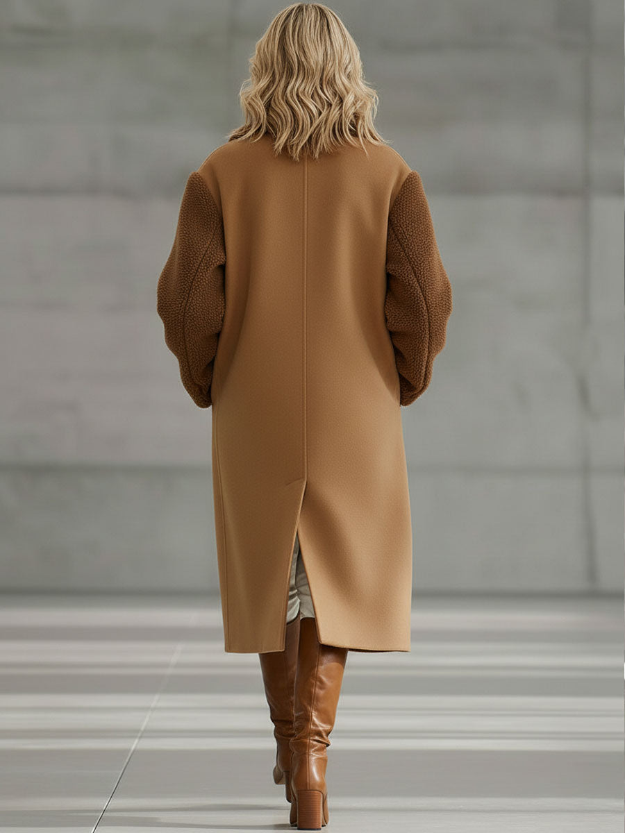 Veste en polaire marron kaki au style rétro décontracté