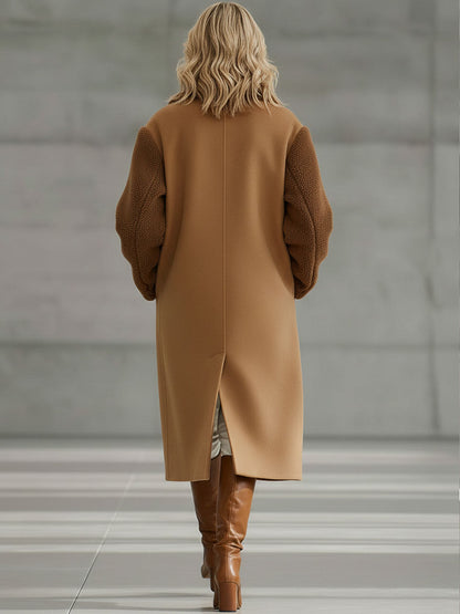 Veste en polaire marron kaki au style rétro décontracté