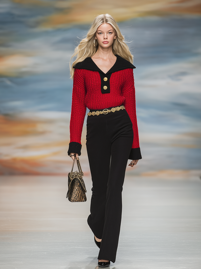 Ensemble Chic : Pull à Revers et Pantalon Sophistiqué