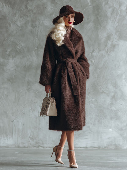 Chic Manteau en Fausse Fourrure Chocolat - Élégance et Style Assurés