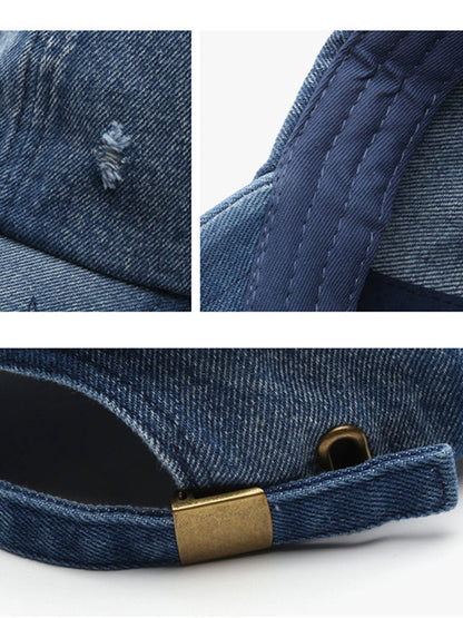 Casquette Vintage en Denim Effet Usé - Style Rétro