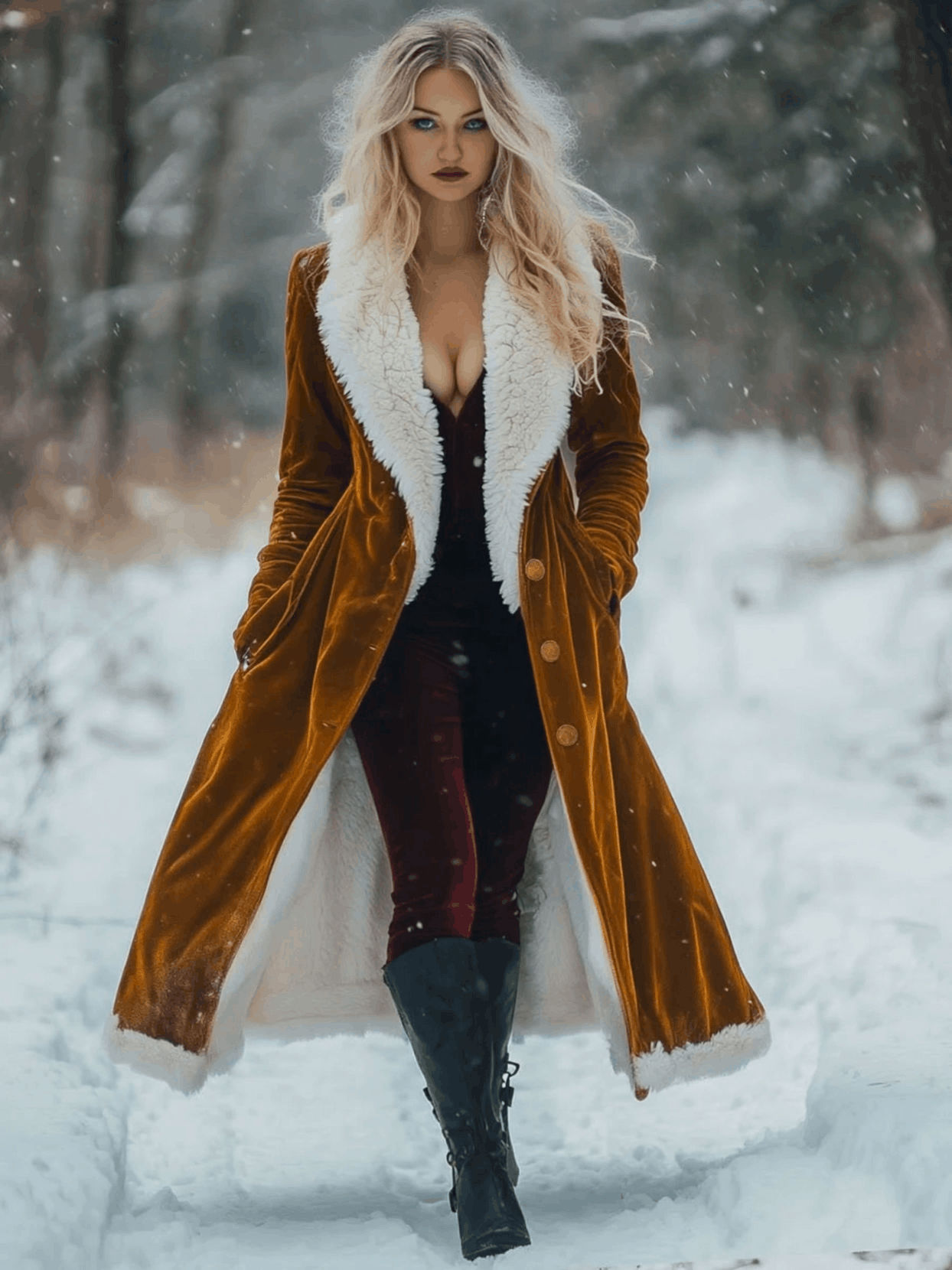 Veste Longue en Velours Vintage avec Poches - Lâche et Élégante en Laine à Boutonnage Simple