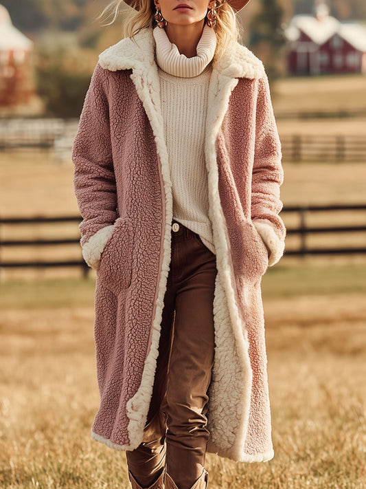 Veste mi-longue en polaire réversible au style vintage occidental