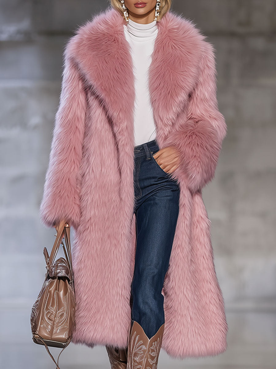 Veste Vintage en Fausse Fourrure Rose - Élégance Décontractée