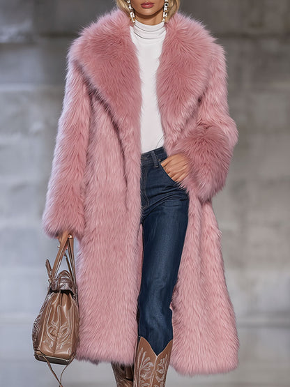 Veste Vintage en Fausse Fourrure Rose - Élégance Décontractée