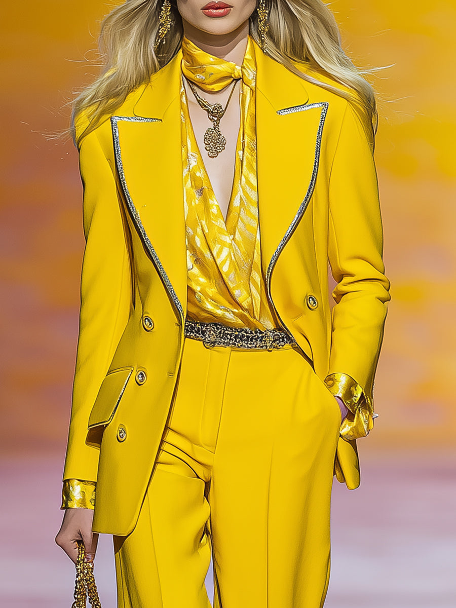Ensemble Chic de Pantalons Jaunes Sophistiqués