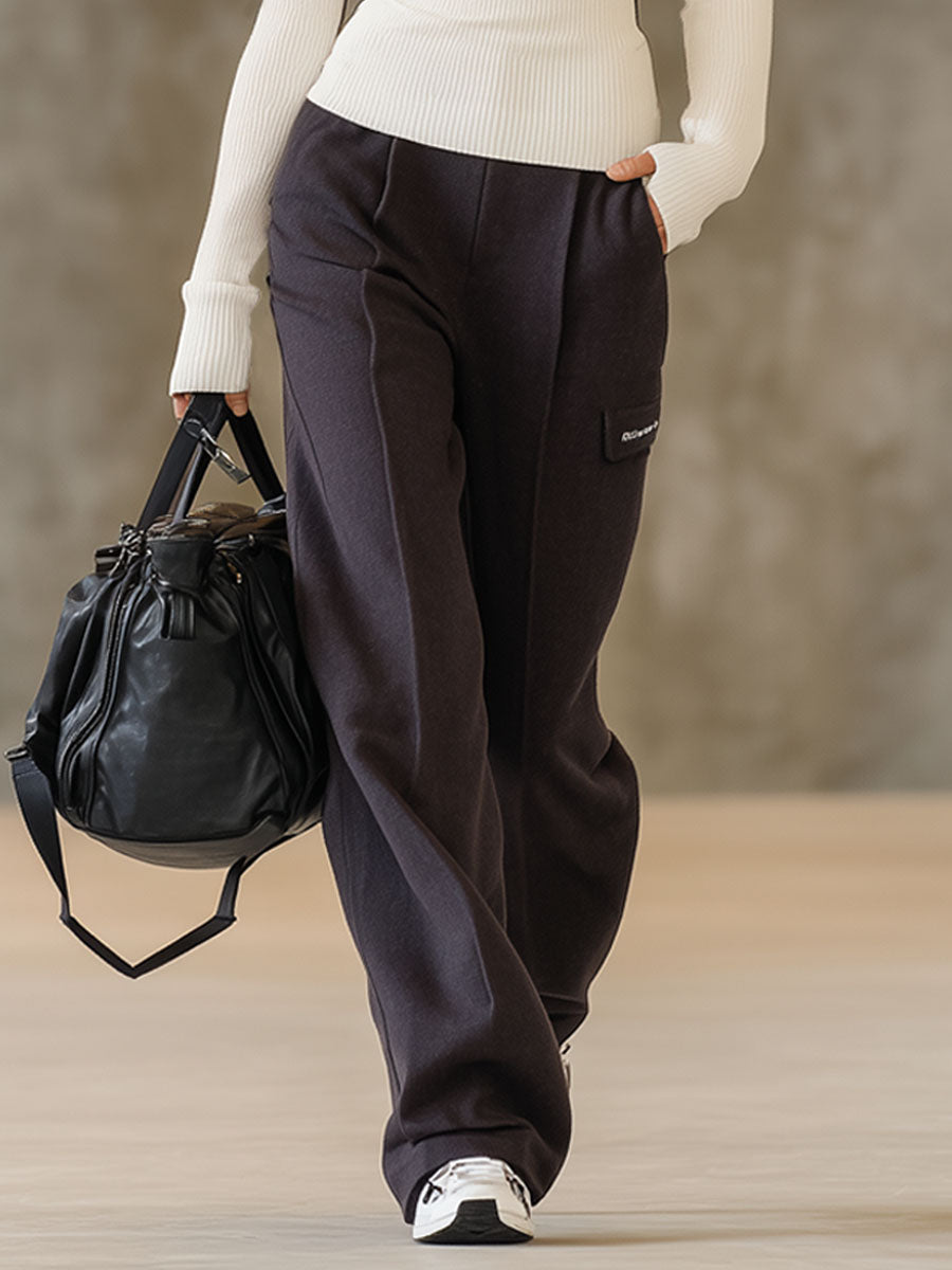 Ensemble Chic : Haut Zippé à Col Montant Ajusté et Pantalons à Jambes Larges