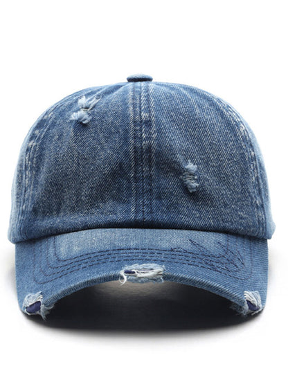 Casquette Vintage en Denim Effet Usé - Style Rétro