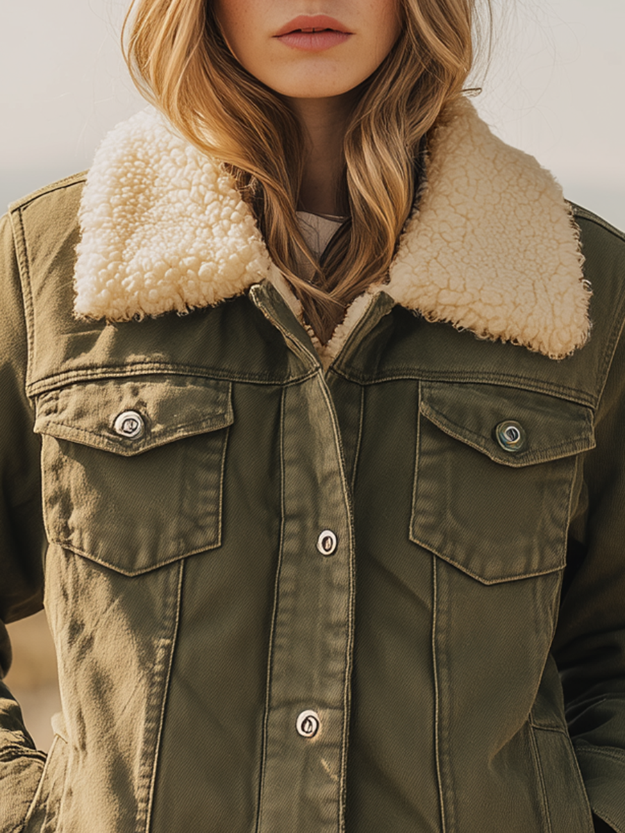 Veste Sherpa Vintage Ultra-Chaud pour Aventures en Plein Air