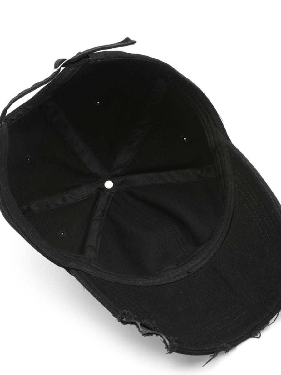Casquette en coton décontractée à la mode avec effet déchiré