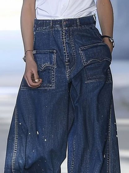 Jeans Amples au Style Graffiti avec Multiples Poches - Expédition Rapide en 24 Heures