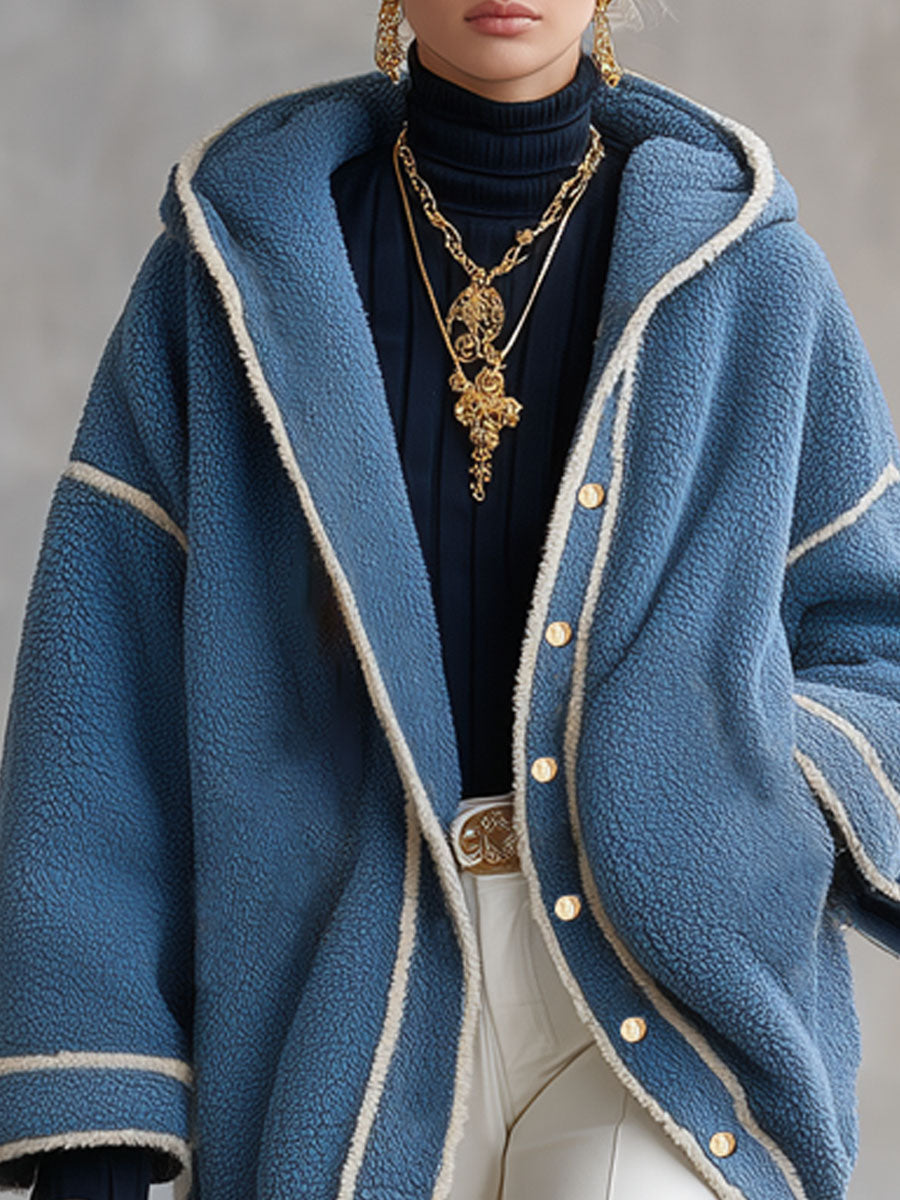 Veste en polaire oversize avec bordure contrastante et fermeture à boutons