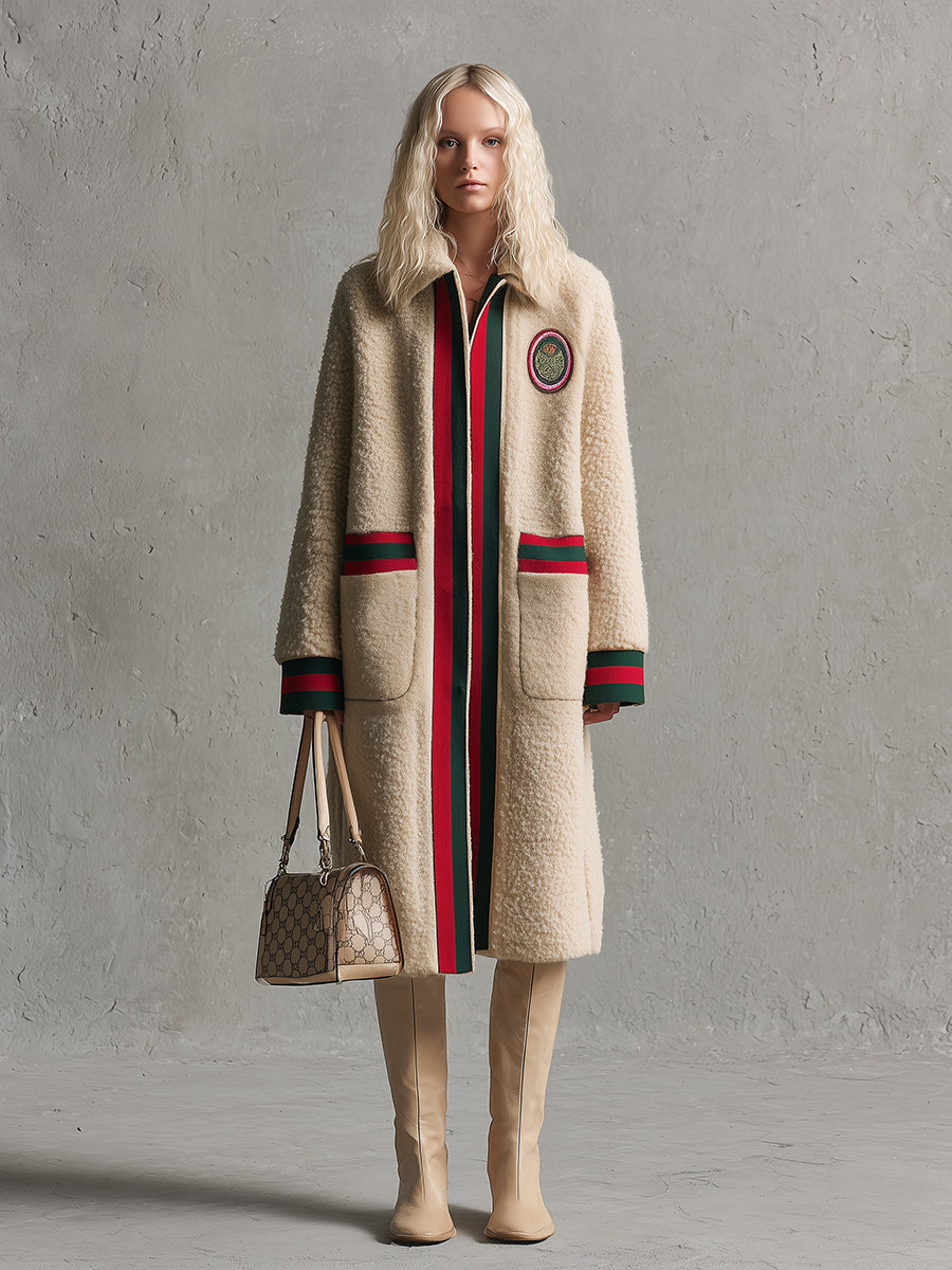 Chic Manteau Beige en Fausse Laine d'Agneau : Élégance et Simplicité