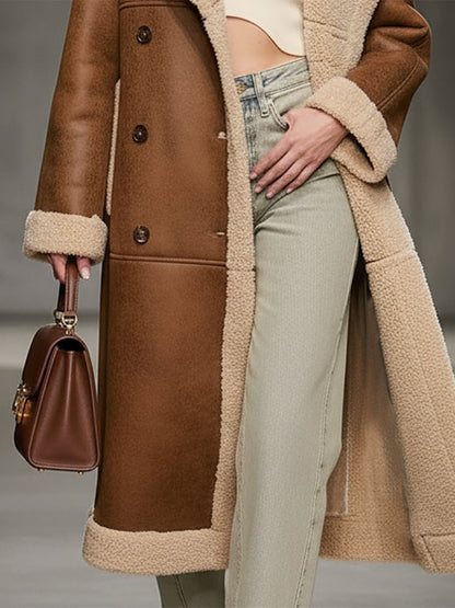 Élégant Manteau en Fausse Fourrure Marron de Luxe