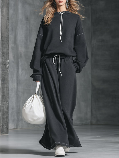 Ensemble Sportif : Sweatshirt à Col Rond et Pantalon Large