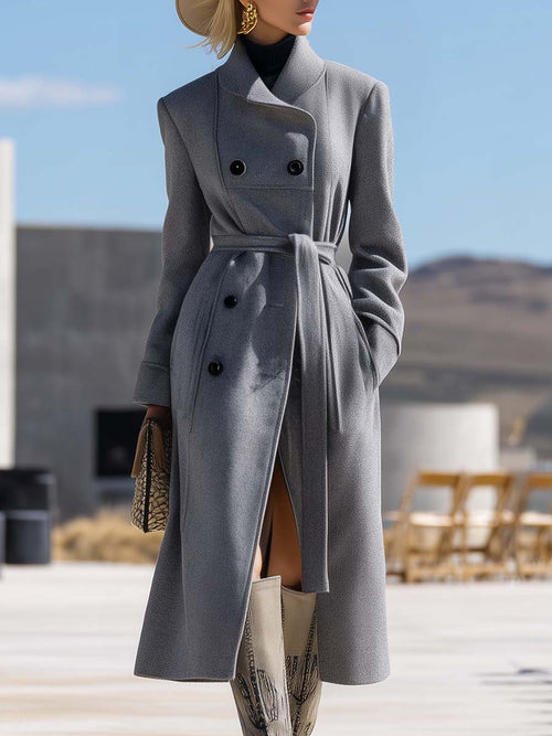 Veste en Laine Grise Chic à Double Boutonnage – Élégance et Style Assuré