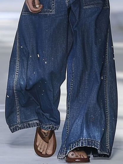 Jeans Amples à Poches Multiples avec Graffiti - Expédition Rapide sous 24 Heures