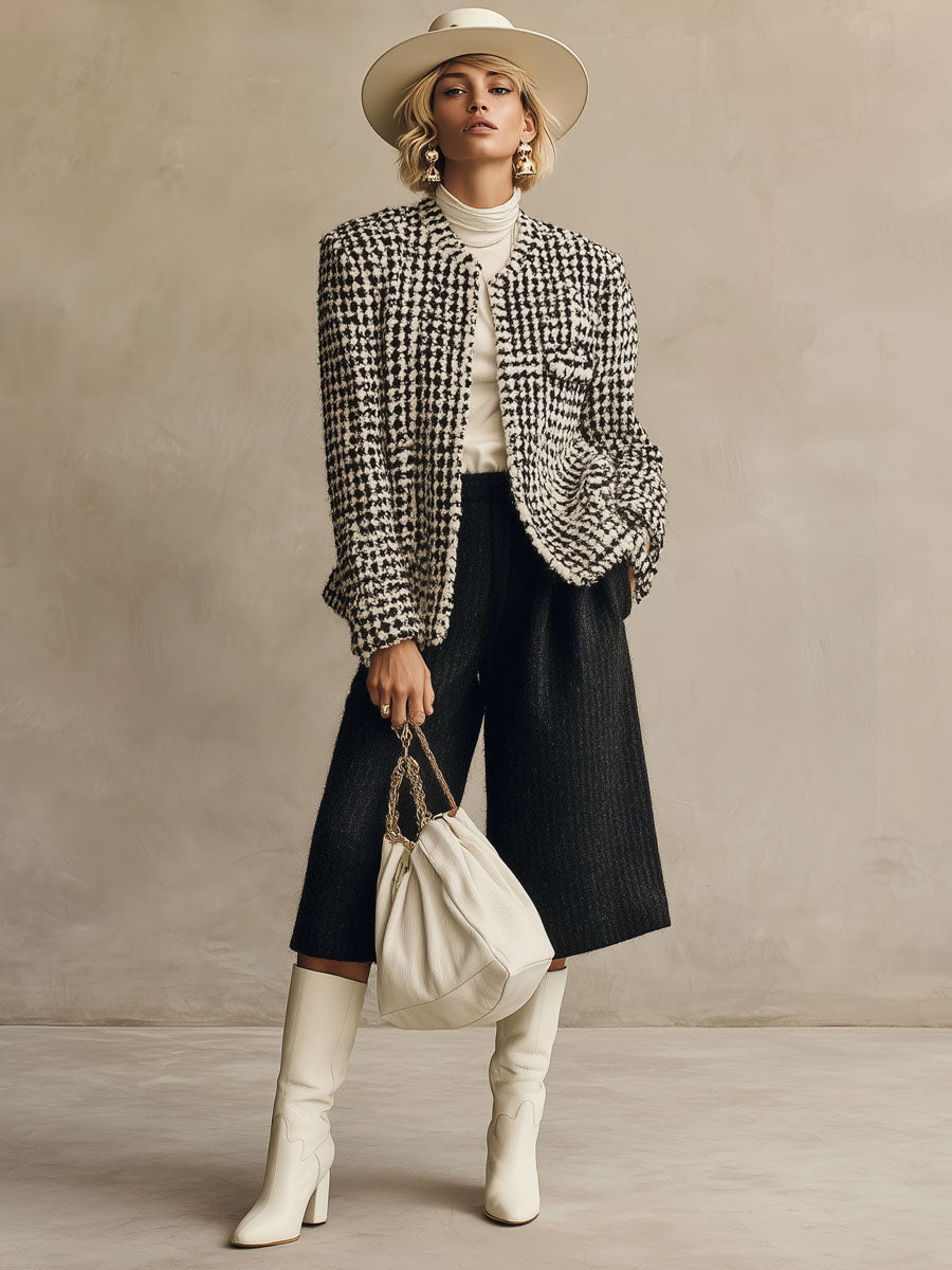Ensemble Chic : Veste en Tweed Oversize et Pantalons Larges