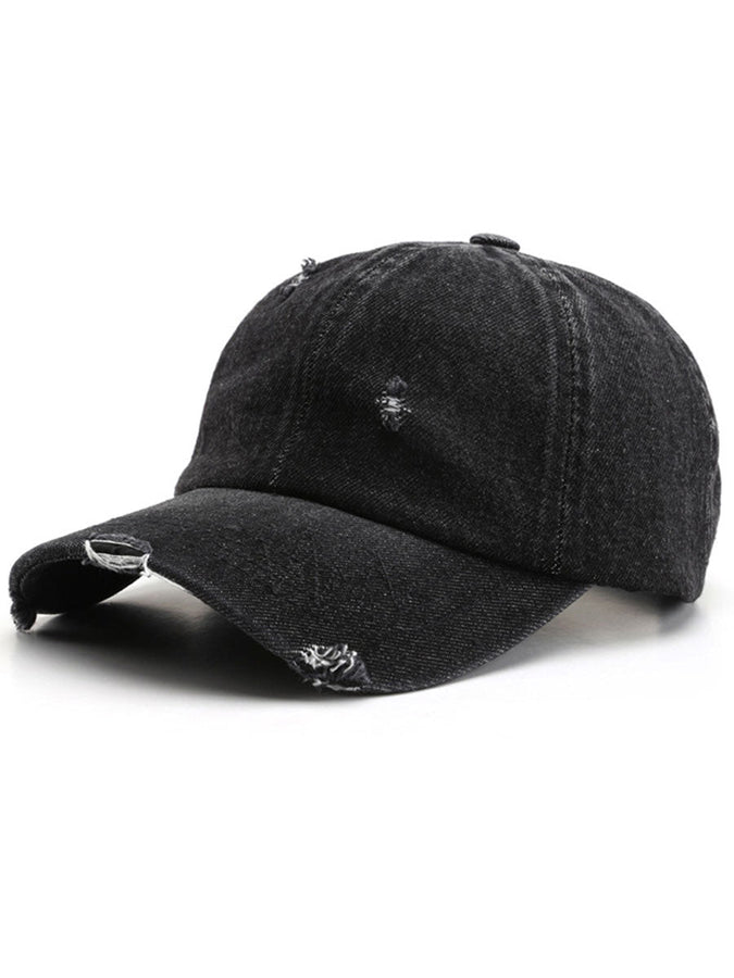 Casquette Vintage en Denim Effet Usé - Style Rétro