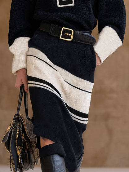 Robe Midi en Polaire à Col Montant et Fermeture Éclair Colorée