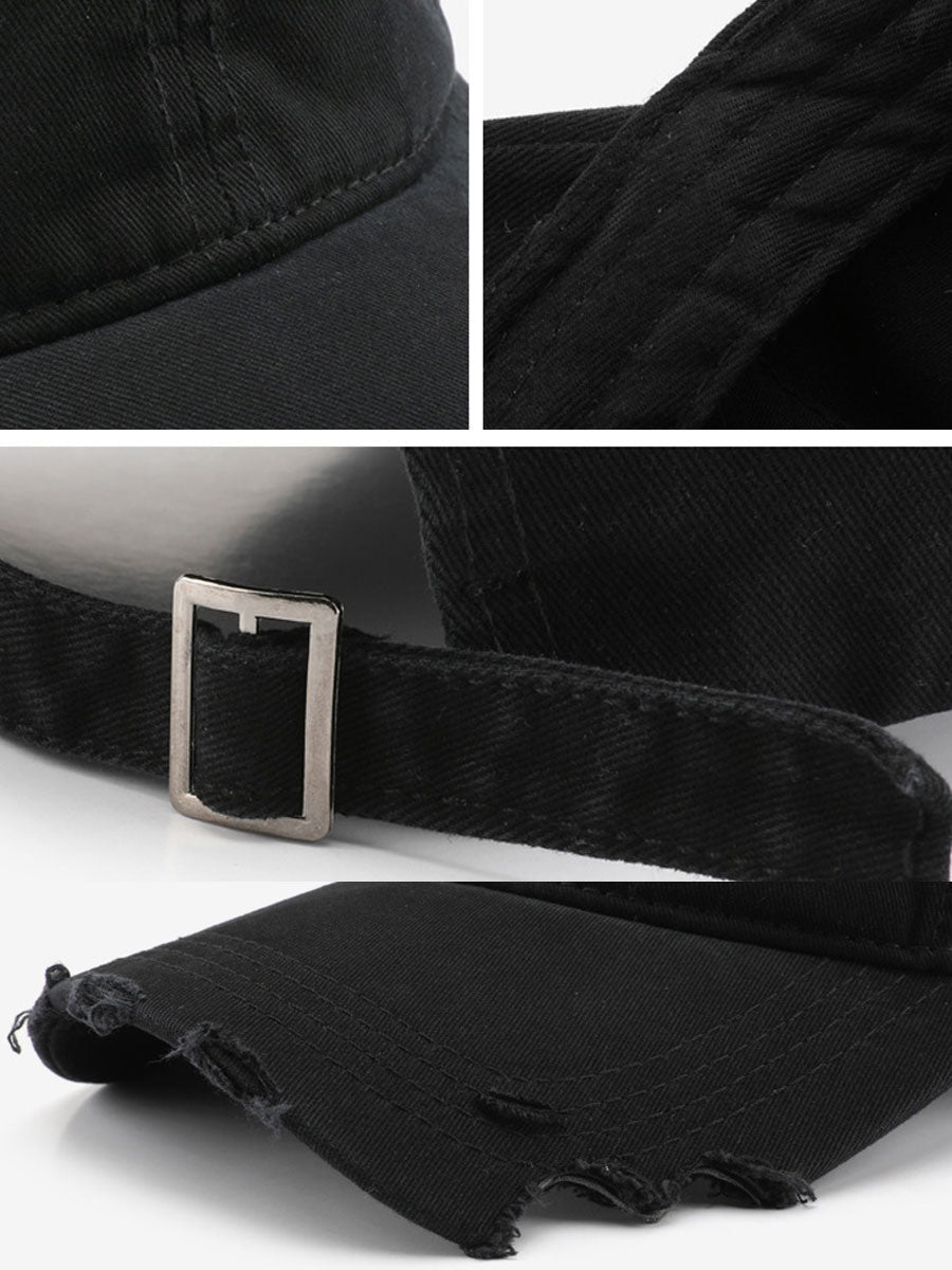 Casquette en coton décontractée à la mode avec effet déchiré