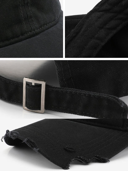 Casquette en coton décontractée à la mode avec effet déchiré