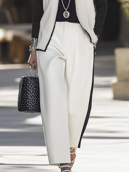 Ensemble Décontracté en Polaire Légère : Gilet et Pantalon Blanc