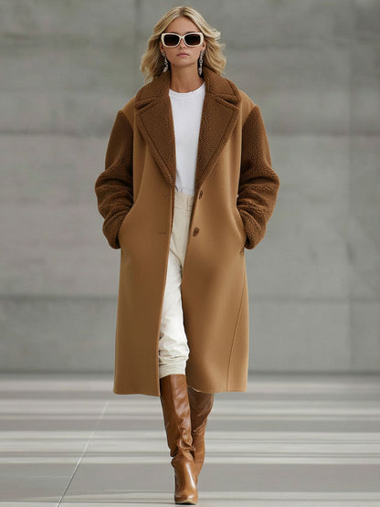 Veste en polaire marron kaki au style rétro décontracté