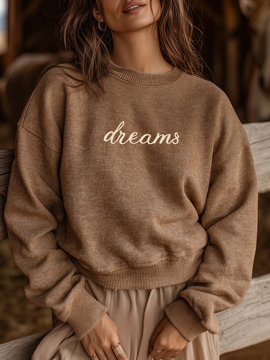 Pull Décontracté en Tricot Marron Chiné