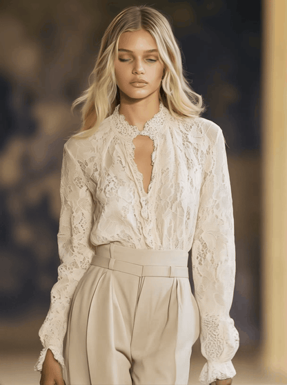 Chemise Longue en Dentelle Élégante - Expédition Rapide en 24 Heures