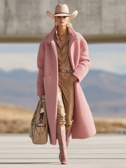 Veste en polaire rose à fermeture éclair : Élégance polyvalente avec revers tendance