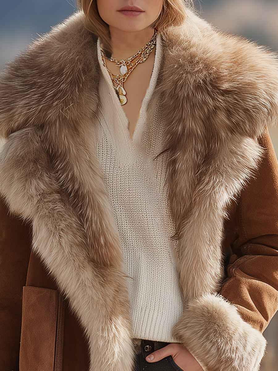 Veste en peluche vintage de luxe : Manteau en fourrure éco-responsable